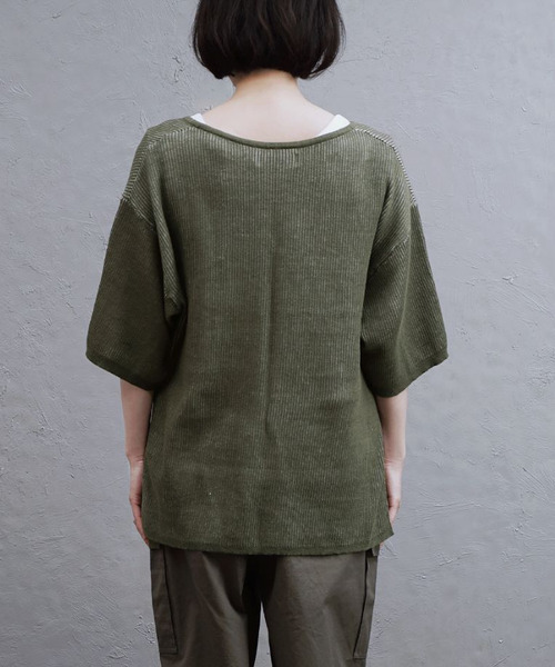 apartment department(アパートメントデパートメント)の「針抜きジャガード 配色Vネック ニットプルオーバー(Tシャツ/カットソー・レディース・グリーン/オレンジ/ブラウン・M)」の17枚目の写真