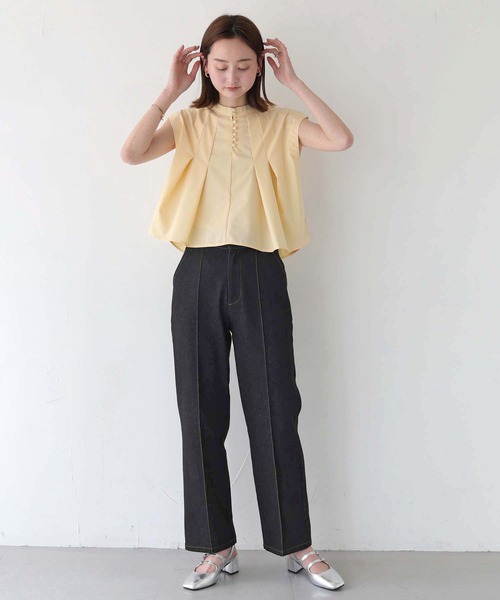 CLEIO（クレイオ）の「【CLEIO】タックフレアフレンチスリーブブラウス TUCKED FLARE FRENCH SLEEVE BLOUSE/293-13611（Tシャツ/カットソー・レディース・イエロー/グレー/ホワイト・FREE）」の4枚目の写真