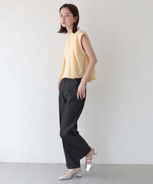 CLEIO（クレイオ）の「【CLEIO】タックフレアフレンチスリーブブラウス TUCKED FLARE FRENCH SLEEVE BLOUSE/293-13611（Tシャツ/カットソー・レディース・イエロー/グレー/ホワイト・FREE）」の7枚目の写真