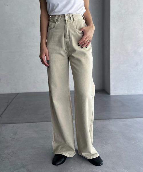 Good Riddance(グッドリダンス)の「【Good Riddance】ストレート カラー デニムパンツ(デニムパンツ・レディース・ベージュ/ダークグレー/グリーン/ライトカーキ・L/M)」の1枚目の写真