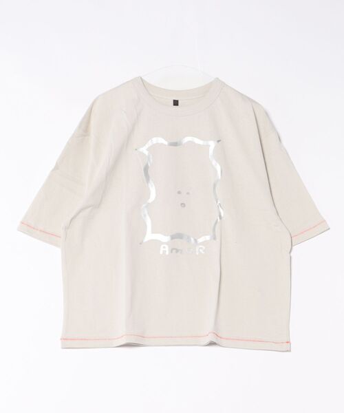MARKEY'S（マーキーズ）の「ワイドプリントＴ(AMOR)/おとな（Tシャツ/カットソー・レディース・オフホワイト/ブラック・160cm）」の3枚目の写真
