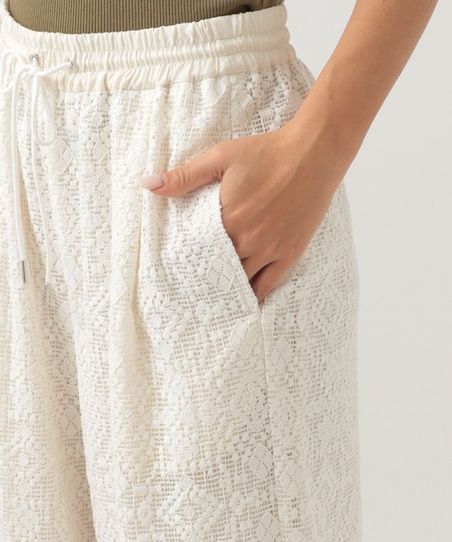 大きいサイズ 19号　麻スカラレースホワイトパンツ 大きいサイズ 19号 麻スカラレースホワイトパンツ 大きいサイズ