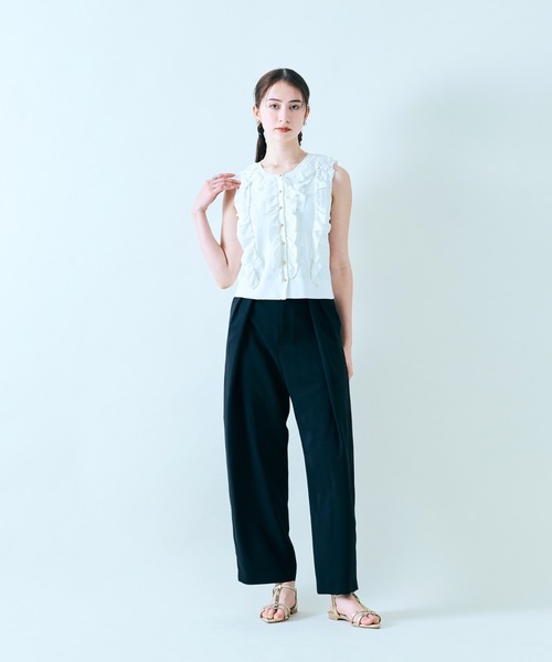 Audie a Muses(オーディアミューズ)の「タックワイドパンツ(その他パンツ・レディース・ベージュ/ブラック・38/36)」の11枚目の写真