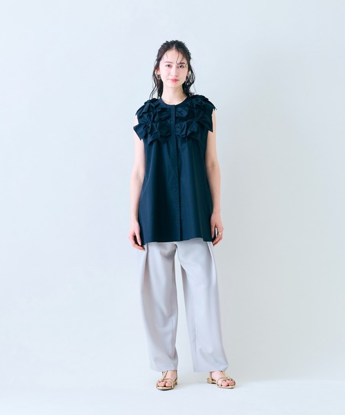 Audie a Muses(オーディアミューズ)の「タックワイドパンツ(その他パンツ・レディース・ベージュ/ブラック・38/36)」の12枚目の写真