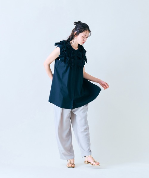Audie a Muses(オーディアミューズ)の「タックワイドパンツ(その他パンツ・レディース・ベージュ/ブラック・38/36)」の13枚目の写真
