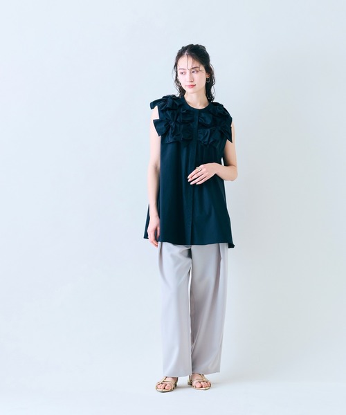Audie a Muses(オーディアミューズ)の「タックワイドパンツ(その他パンツ・レディース・ベージュ/ブラック・38/36)」の14枚目の写真