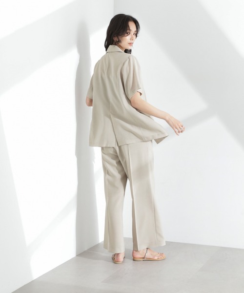 NANO universe（ナノユニバース）の「メランジドライ ベルト付きタックワイドパンツ(セットアップ可)（スラックス・レディース・ブラック/ライトベージュ/ライトブルー・S/M）」の10枚目の写真