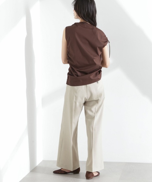 NANO universe（ナノユニバース）の「メランジドライ ベルト付きタックワイドパンツ(セットアップ可)（スラックス・レディース・ブラック/ライトベージュ/ライトブルー・S/M）」の7枚目の写真