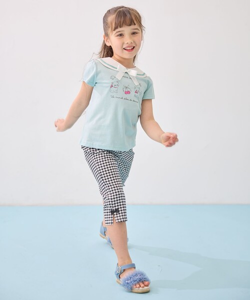 エニィファム140サイズ　セーラーカラーTシャツ＆マリンショートパンツ セール】セーラーカラー Tシャツ（Tシャツ/カットソー）｜any