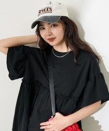 TOCCA フリル袖 黒 トップス M♡ 袖フリル半袖トップス（Tシャツ/カットソー）｜coca（coca