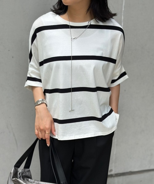 セール】ダブルスリーブボーダードルマンプルオーバー（Tシャツ