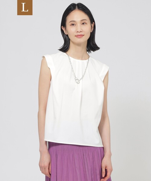 TRANS WORK(トランスワーク)の「【L】【ウォッシャブル】トリコットタックデザインカットソー(Tシャツ/カットソー・レディース・ブラック/オフホワイト・44)」の2枚目の写真
