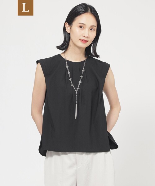 TRANS WORK(トランスワーク)の「【L】【ウォッシャブル】トリコットタックデザインカットソー(Tシャツ/カットソー・レディース・ブラック/オフホワイト・44)」の1枚目の写真