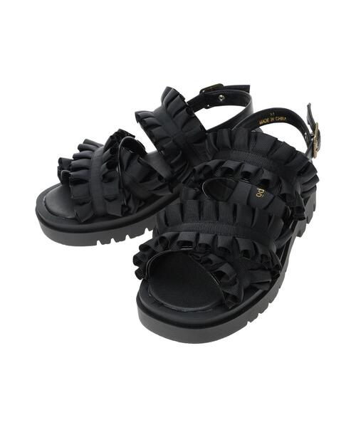 ehka sopo（エヘカソポ）の「フリルサンダル（サンダル・レディース・ブラック/キナリ/グリーン・L/M）」の12枚目の写真