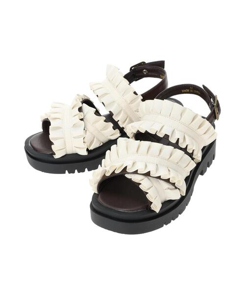 ehka sopo（エヘカソポ）の「フリルサンダル（サンダル・レディース・ブラック/キナリ/グリーン・L/M）」の13枚目の写真