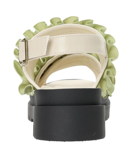 ehka sopo（エヘカソポ）の「フリルサンダル（サンダル・レディース・ブラック/キナリ/グリーン・L/M）」の4枚目の写真