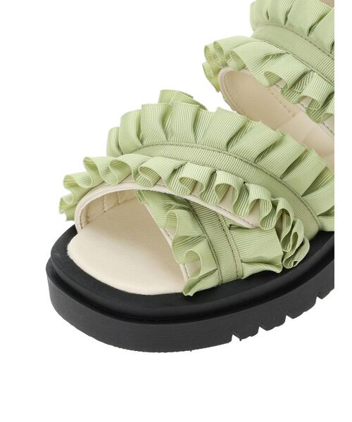 ehka sopo（エヘカソポ）の「フリルサンダル（サンダル・レディース・ブラック/キナリ/グリーン・L/M）」の6枚目の写真