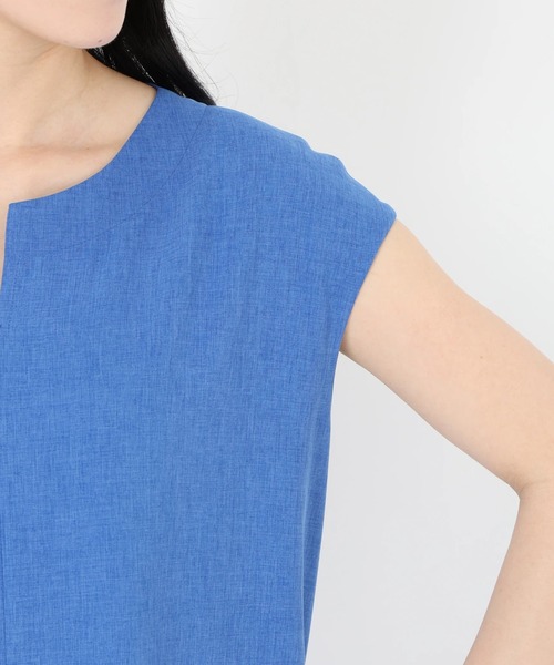 STRAWBERRY-FIELDS(ストロベリーフィールズ)の「ライトトロクロス_キーネックワンピース ワンピース(ワンピース・レディース・ネイビー/ライトベージュ/ロイヤルブルー/ピンク・2)」の10枚目の写真