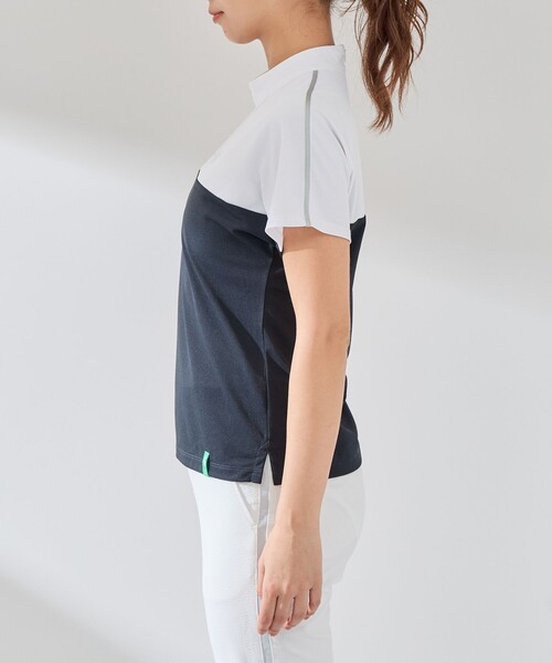 tシャツ 「UV CARE」「吸水速乾」「ストレッチ」バイカラーモックプルオーバー レディース セール】【UV CARE】【吸水速乾】【ストレッチ】バイカラー