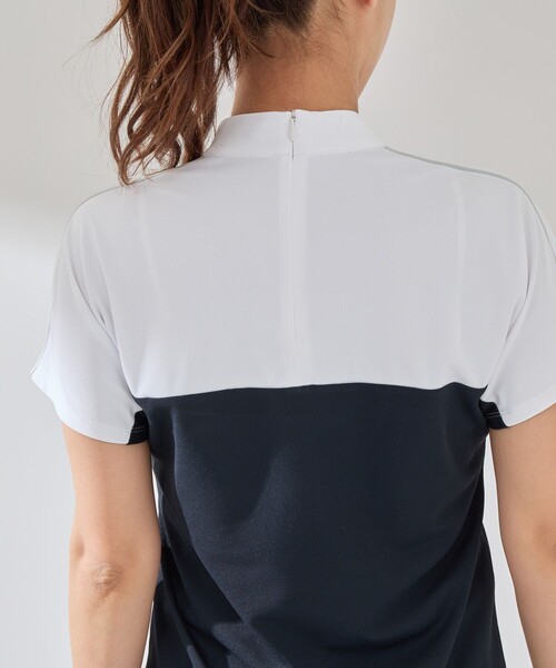 tシャツ 「UV CARE」「吸水速乾」「ストレッチ」バイカラーモックプルオーバー レディース セール】【UV CARE】【吸水速乾】【ストレッチ】バイカラー