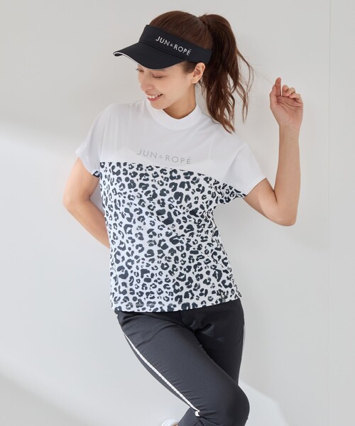 JUN&ROPE'（ジュンアンドロペ）の「【UV CARE】【吸水速乾】【ストレッチ】バイカラーモックプルオーバー（Tシャツ/カットソー・レディース・ホワイト系その他2/ブラック・L/M/S）」の4枚目の写真