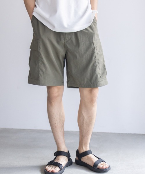 セール】【ポリ高弾力クロス素材を使用 】NAVY カーゴショートパンツ