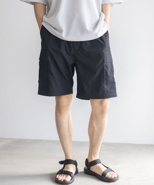 セール】【ポリ高弾力クロス素材を使用 】NAVY カーゴショートパンツ