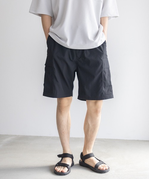 セール】【ポリ高弾力クロス素材を使用 】NAVY カーゴショート