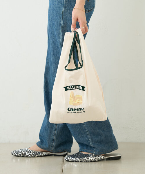 BIRTHDAY BAR（バースデイバー）の「リトルモカコンパクトマルシェバッグ（エコバッグ/サブバッグ・レディース・ホワイト系その他/ホワイト/ネイビー・0）」の3枚目の写真