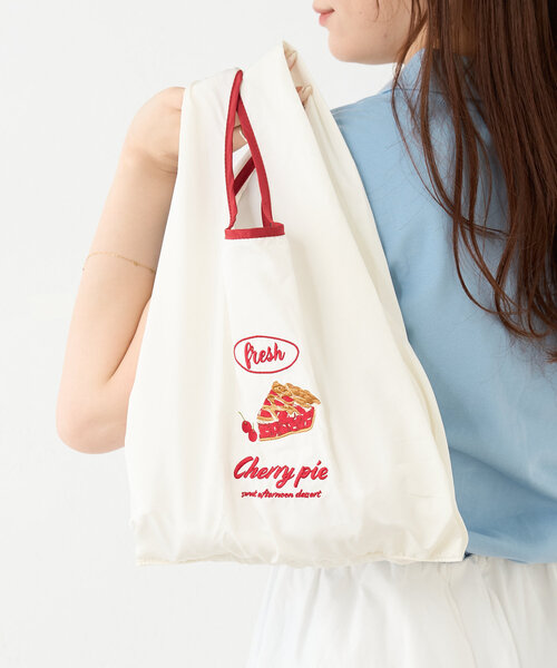 BIRTHDAY BAR（バースデイバー）の「リトルモカコンパクトマルシェバッグ（エコバッグ/サブバッグ・レディース・ホワイト系その他/ホワイト/ネイビー・0）」の2枚目の写真