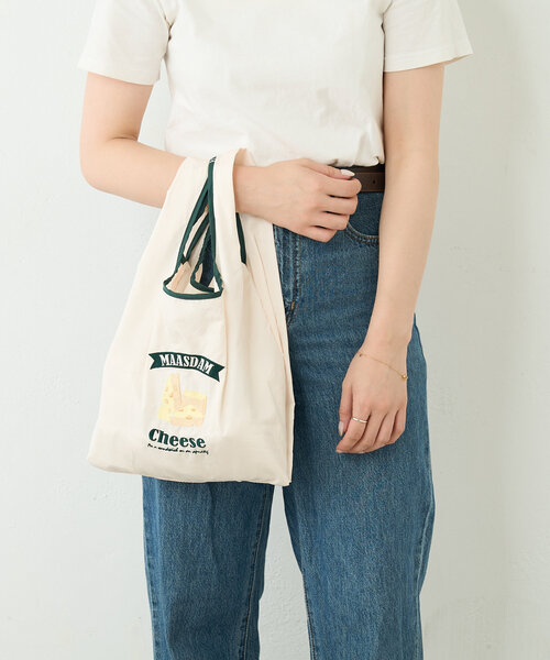 BIRTHDAY BAR（バースデイバー）の「リトルモカコンパクトマルシェバッグ（エコバッグ/サブバッグ・レディース・ホワイト系その他/ホワイト/ネイビー・0）」の8枚目の写真