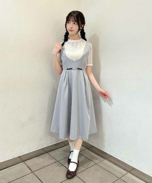 F i.n.t（フィント）の「ストライプレース５分袖トップス/ fint　フィント　夏服（Tシャツ/カットソー・レディース・アイボリー/オフホワイト・FREE）」の4枚目の写真