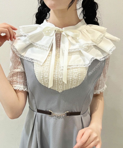 F i.n.t（フィント）の「ストライプレース５分袖トップス/ fint　フィント　夏服（Tシャツ/カットソー・レディース・アイボリー/オフホワイト・FREE）」の11枚目の写真