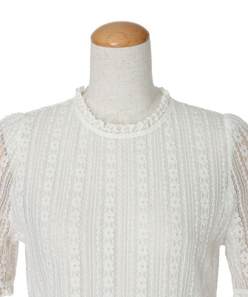 F i.n.t（フィント）の「ストライプレース５分袖トップス/ fint　フィント　夏服（Tシャツ/カットソー・レディース・アイボリー/オフホワイト・FREE）」の16枚目の写真