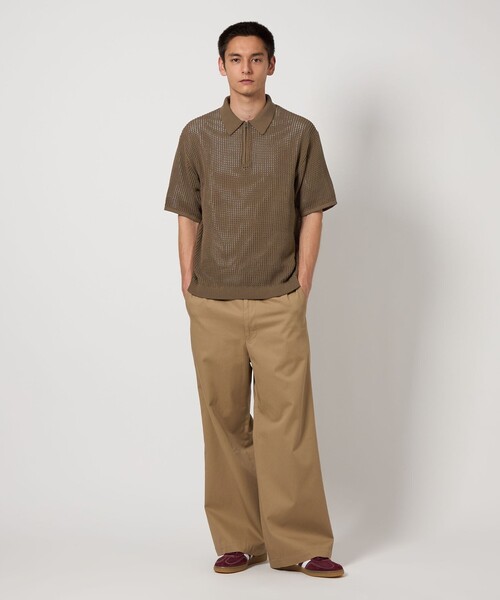 UNITED ARROWS & SONS＞ MESH HALF ZIP PL/ポロシャツ