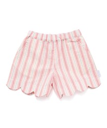 【お揃い/接触冷感】裾スカラップ花柄ストライプショートパンツ(90~130cm)