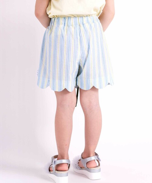 SLAP SLIP（スラップスリップ）の「【お揃い/接触冷感】裾スカラップ花柄ストライプショートパンツ(90~130cm)（その他パンツ・キッズ・ブルー系その他/ピンク系その他/ホワイト系その他2・120cm/130cm/100cm/110cm/90cm）」の5枚目の写真