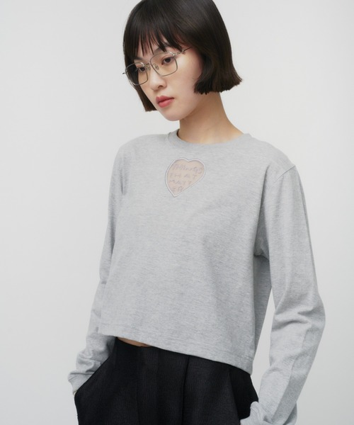 tシャツ TONDABAYASHI RAN × HEART CROPPED LONG SLEEVE T-SHIRT / ハートクロップドロングスリーブ セール】TONDABAYASHI RAN × HEART CROPPED LONG SLEEVE T-SHIRT