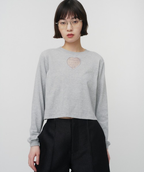 THINGS THAT MATTER（シングス ザット マター）の「TONDABAYASHI RAN × HEART CROPPED LONG SLEEVE T-SHIRT / ハートクロップドロングスリーブTシャツ（Tシャツ/カットソー・レディース・グレー/ホワイト/ブラック・FREE）」の10枚目の写真