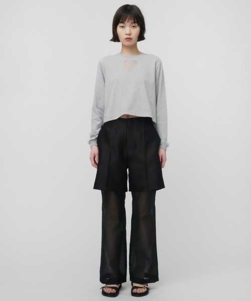 THINGS THAT MATTER（シングス ザット マター）の「TONDABAYASHI RAN × HEART CROPPED LONG SLEEVE T-SHIRT / ハートクロップドロングスリーブTシャツ（Tシャツ/カットソー・レディース・グレー/ホワイト/ブラック・FREE）」の16枚目の写真