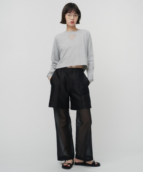THINGS THAT MATTER（シングス ザット マター）の「TONDABAYASHI RAN × HEART CROPPED LONG SLEEVE T-SHIRT / ハートクロップドロングスリーブTシャツ（Tシャツ/カットソー・レディース・グレー/ホワイト/ブラック・FREE）」の15枚目の写真
