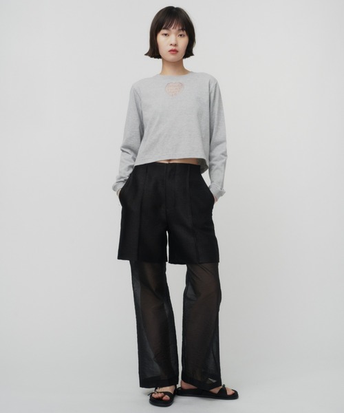 tシャツ TONDABAYASHI RAN × HEART CROPPED LONG SLEEVE T-SHIRT / ハートクロップドロングスリーブ セール】TONDABAYASHI RAN × HEART CROPPED LONG SLEEVE T-SHIRT