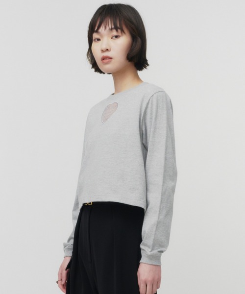 tシャツ TONDABAYASHI RAN × HEART CROPPED LONG SLEEVE T-SHIRT / ハートクロップドロングスリーブ セール】TONDABAYASHI RAN × HEART CROPPED LONG SLEEVE T-SHIRT