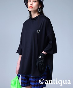 ★美品★2024年モデルand per se　UVバイヤスロゴ総柄モックネックL LUXE/R ゴルフウェア Tシャツ ロンT メンズ レディース 長袖