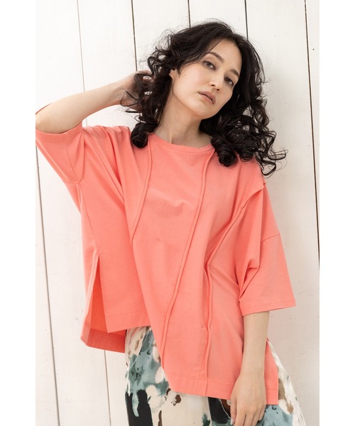 OSMOSIS（オズモーシス）の「リボンアレンジ切替Tシャツ（Tシャツ/カットソー・レディース・ブラック/サックスブルー/ピンク/ホワイト・ONE SIZE）」の9枚目の写真