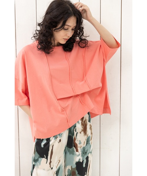 OSMOSIS（オズモーシス）の「リボンアレンジ切替Tシャツ（Tシャツ/カットソー・レディース・ブラック/サックスブルー/ピンク/ホワイト・ONE SIZE）」の10枚目の写真