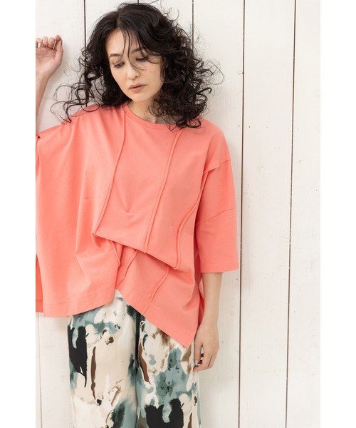 OSMOSIS（オズモーシス）の「リボンアレンジ切替Tシャツ（Tシャツ/カットソー・レディース・ブラック/サックスブルー/ピンク/ホワイト・ONE SIZE）」の11枚目の写真