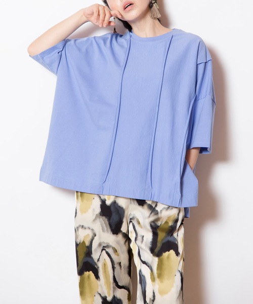 OSMOSIS（オズモーシス）の「リボンアレンジ切替Tシャツ（Tシャツ/カットソー・レディース・ブラック/サックスブルー/ピンク/ホワイト・ONE SIZE）」の14枚目の写真