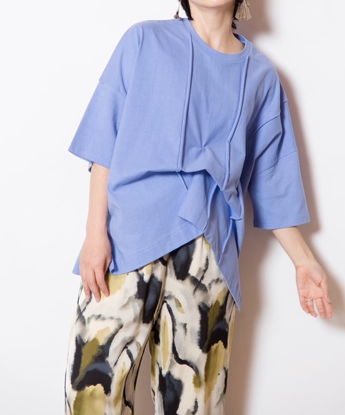 OSMOSIS（オズモーシス）の「リボンアレンジ切替Tシャツ（Tシャツ/カットソー・レディース・ブラック/サックスブルー/ピンク/ホワイト・ONE SIZE）」の19枚目の写真