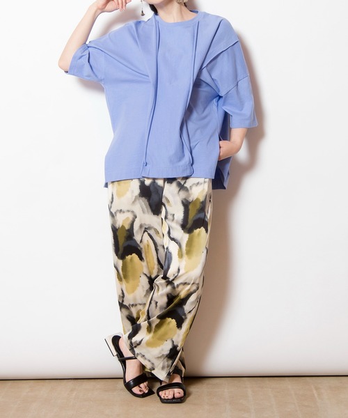 OSMOSIS（オズモーシス）の「リボンアレンジ切替Tシャツ（Tシャツ/カットソー・レディース・ブラック/サックスブルー/ピンク/ホワイト・ONE SIZE）」の21枚目の写真